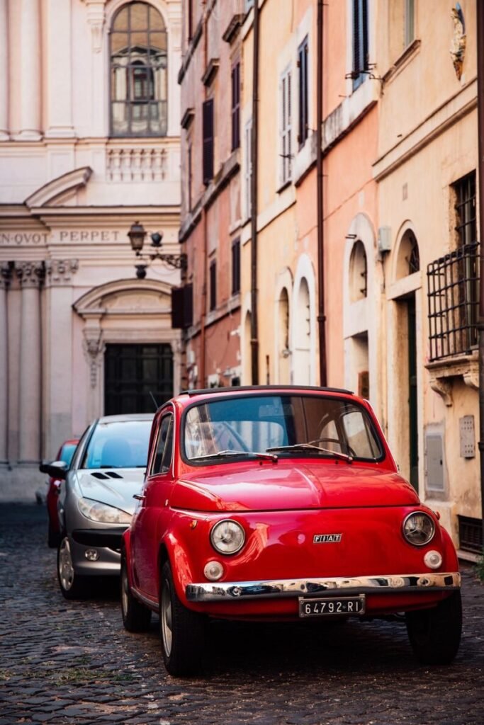 old, car wallpapers, vintage, redcar, car, street, rome, italy, urban, cityscape, retro