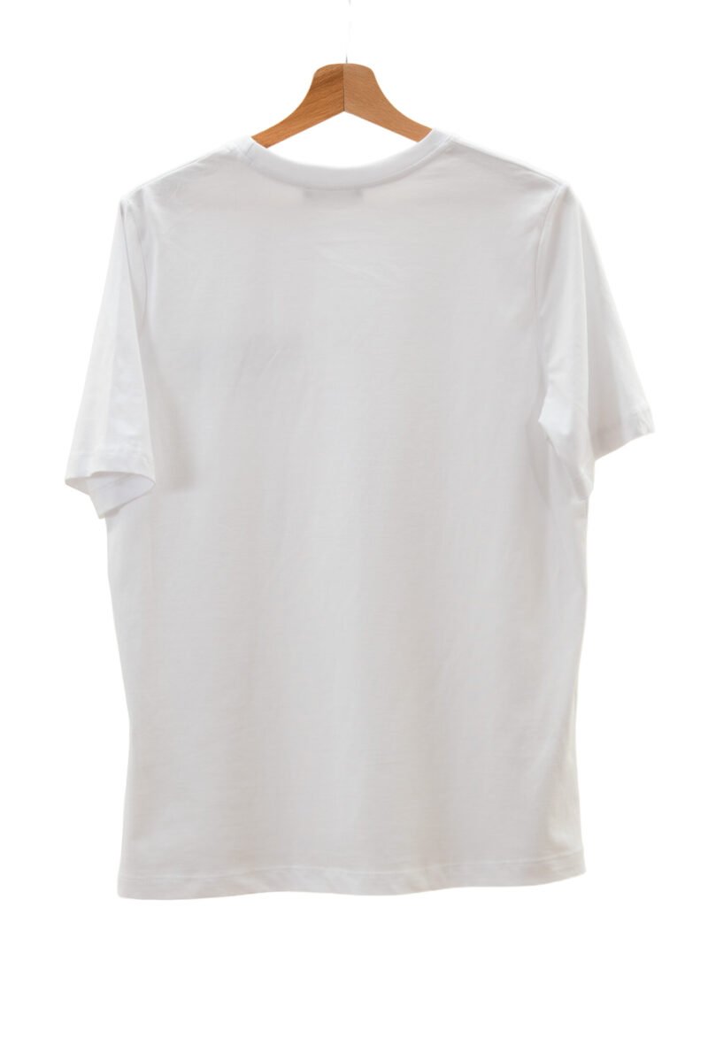 White Cotton T-Shirt with Triangle Chest Detail